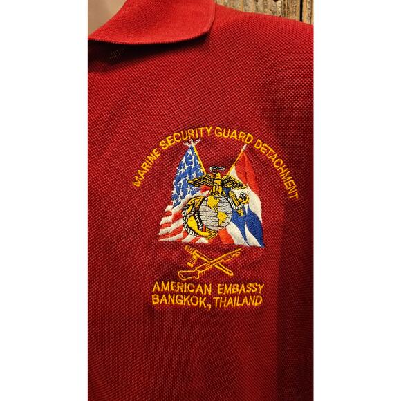 American embassy Thailand security guard L vintage polo red collector uniform - Picture 4 of 6